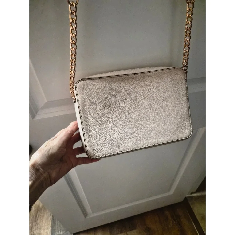 Michael Kors Jet Set EW Floral Applique Crossbody Bag Pink Beige Rose Gold - Picture 5 of 12